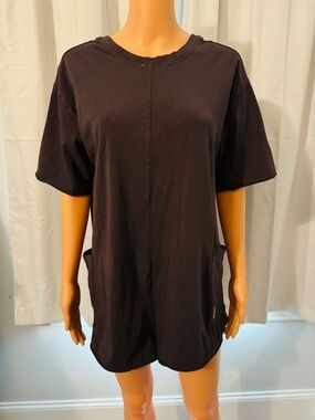 Cool Free People Movement size S chocolate brown v-back shorts romper new